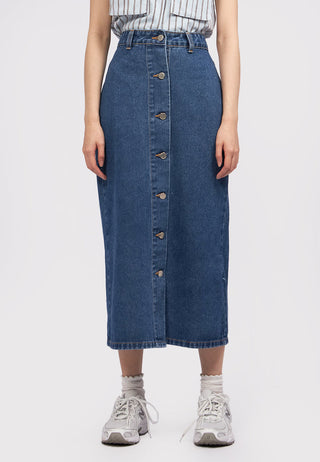 Button Up Denim Midi Skirt