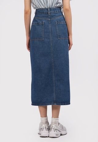 Button Up Denim Midi Skirt