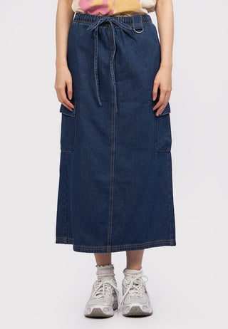 Cargo Midi Denim Skirt