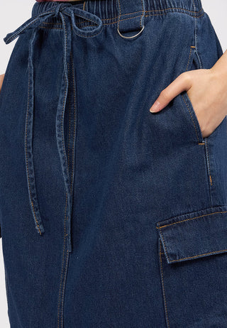 Cargo Midi Denim Skirt