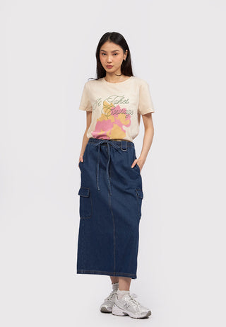 Cargo Midi Denim Skirt