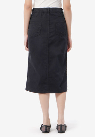 Denim Midi Skirt with Front Slit