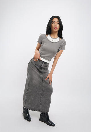 Regular Fit Maxi Denim Skirt