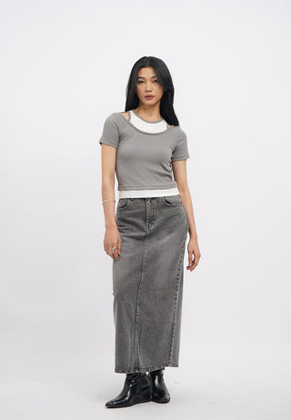 Regular Fit Maxi Denim Skirt