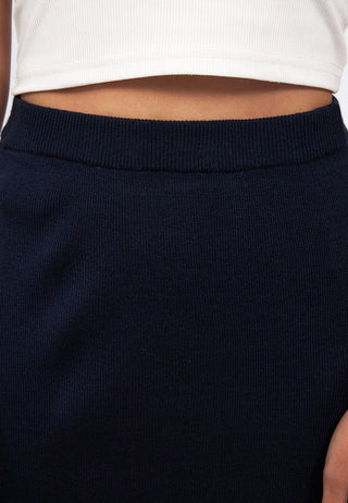 Front Slit Knit Midi Skirt