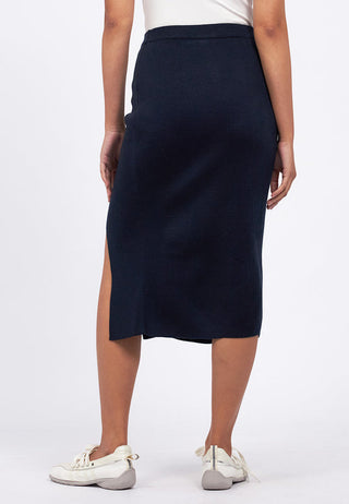 Front Slit Knit Midi Skirt