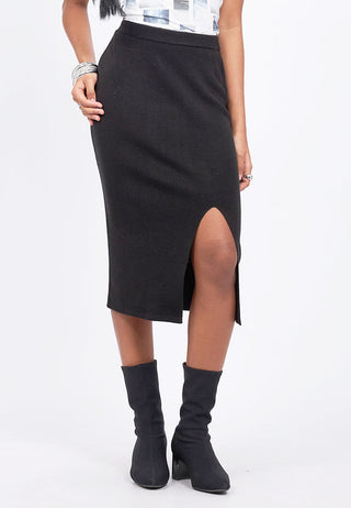 Fitted Midi Skirt with Slit