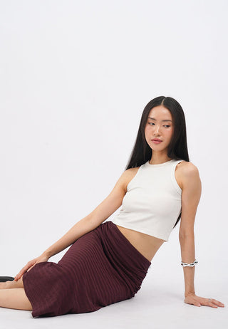 Fitted Gathered Midi Skirt