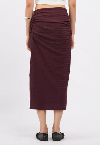 Fitted Gathered Midi Skirt