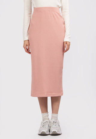 Rib Midi Skirt with Slit Details