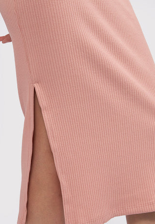 Rib Midi Skirt with Slit Details