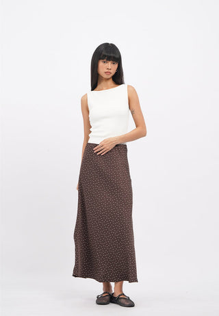 Polkadot Satin A-Line Skirt