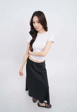 Polkadot A-Line Satin Skirt