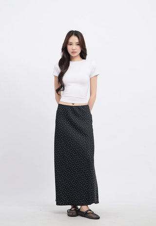 Polkadot A-Line Satin Skirt