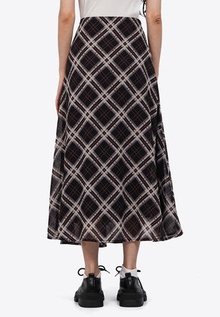 Plaid Checks Midi Skirt