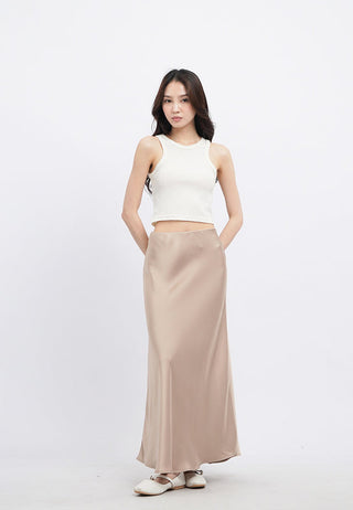 Satin A-Line Maxi Skirt