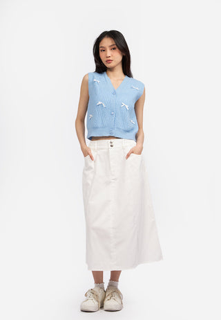 Gathered Waist Midi Skirt