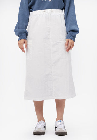 Side Pocket Parachute Midi Skirt Off White