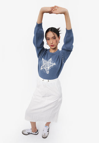 Side Pocket Parachute Midi Skirt Off White
