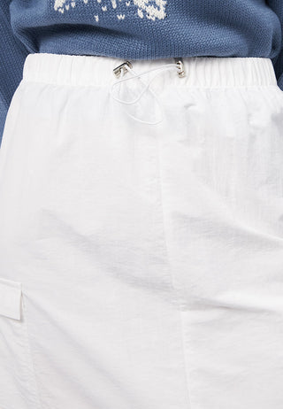 Side Pocket Parachute Midi Skirt Off White