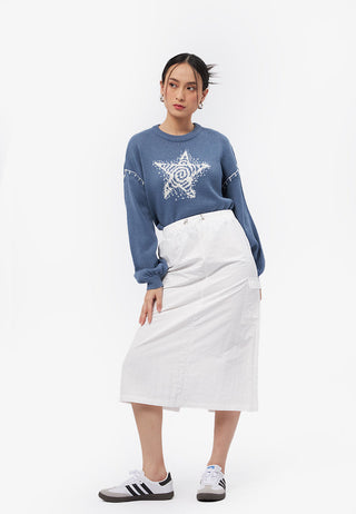 Side Pocket Parachute Midi Skirt Off White