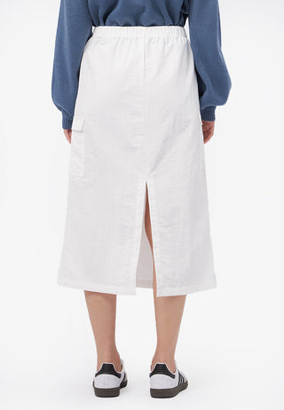 Side Pocket Parachute Midi Skirt Off White