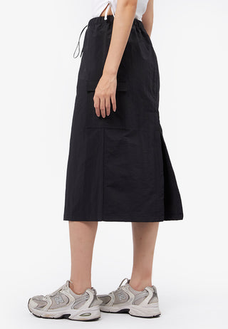 Side Pocket Parachute Midi Skirt