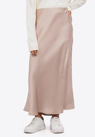 A-Line Satin Long Skirt