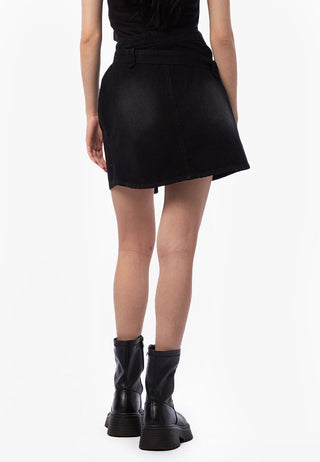 Overlap Denim Mini Skirt