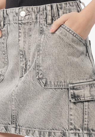 Denim Cargo Mini Skirt