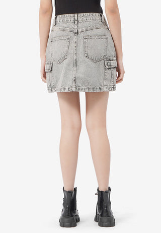 Denim Cargo Mini Skirt