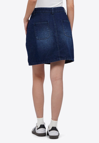 Button Up Mini Denim Skirt