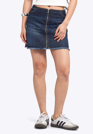 Zipped Up Denim Mini Skirt