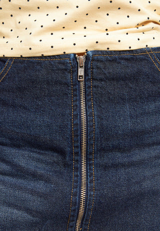 Zipped Up Denim Mini Skirt