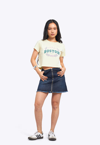 Zipped Up Denim Mini Skirt