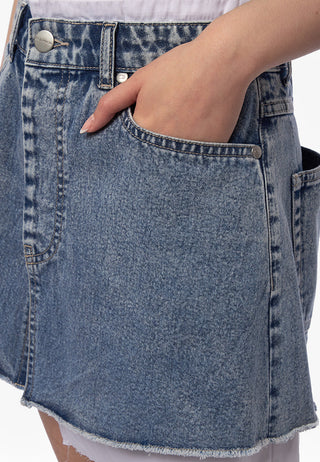 Double Layered Denim Mini Skirt