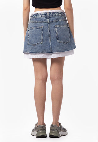 Double Layered Denim Mini Skirt