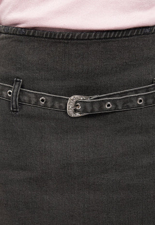 Belted Mini Denim Skirt