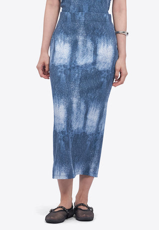Printed Rib Midi Skirt