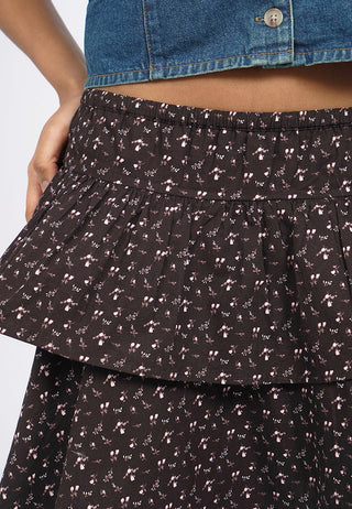 Tiered Printed Mini Skirt