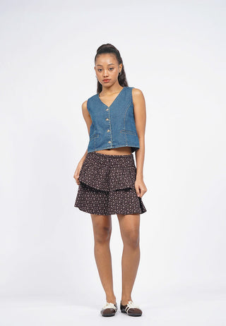Tiered Printed Mini Skirt