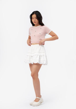 Textured Tiered Mini Skirt