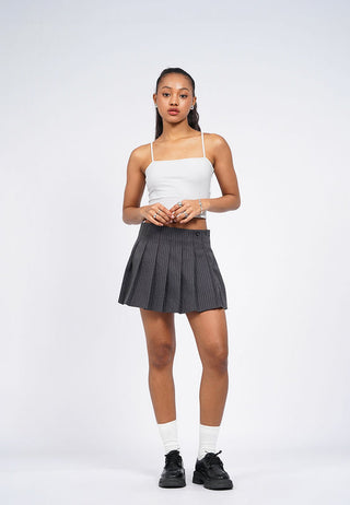 Pinstripes Pleated Mini Skirt
