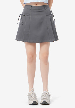 Bow Pleated Mini Skirt