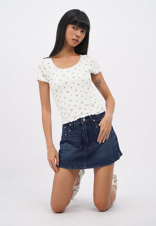 Mini Denim Skort with Studs