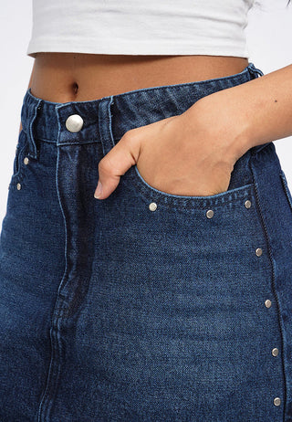 Mini Denim Skort with Stud Details