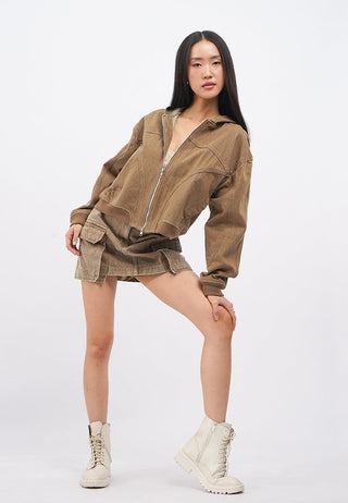 Cargo Pocket Denim Mini Skirt