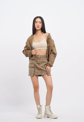 Cargo Pocket Denim Mini Skirt