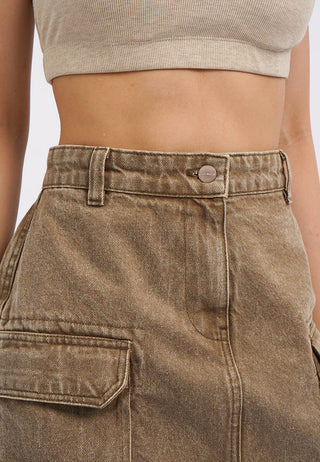 Cargo Pocket Denim Mini Skirt