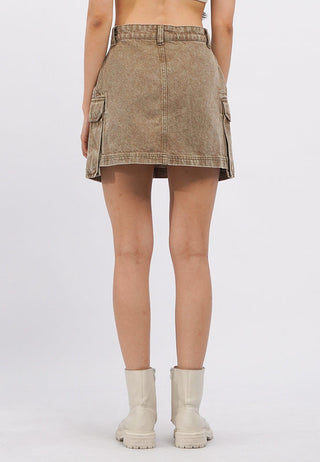 Cargo Pocket Denim Mini Skirt